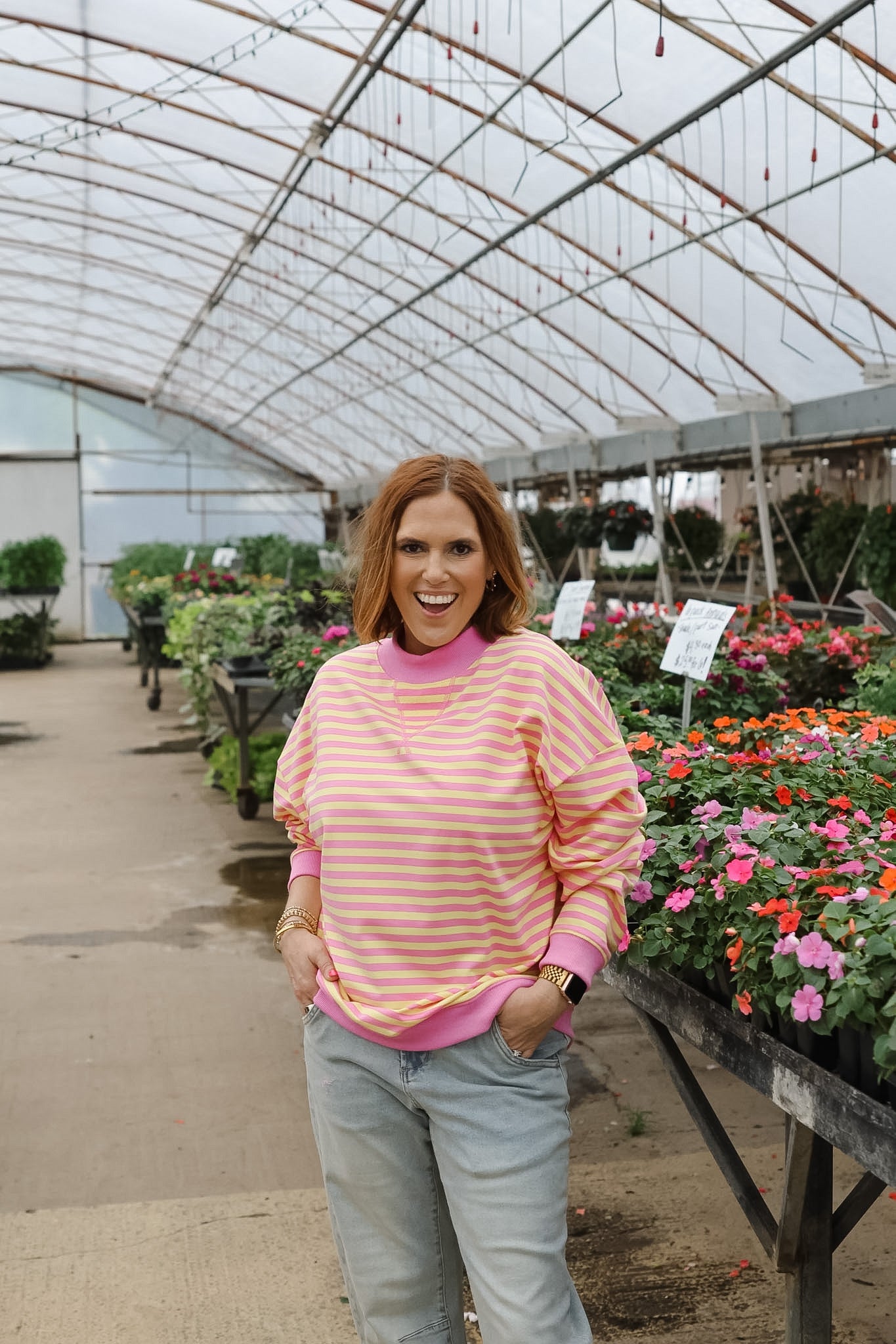 Terry Mock Neck Lounge Sweatshirt - Pink Lemonade