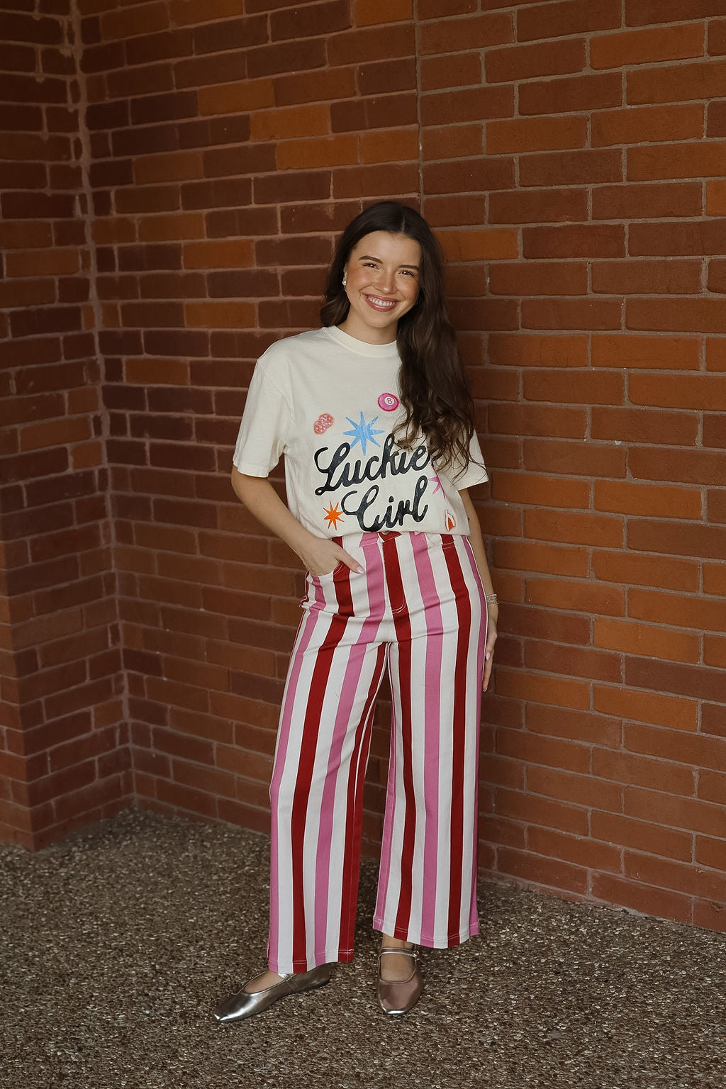 Stripe Straight Leg Pant - Pink Combo