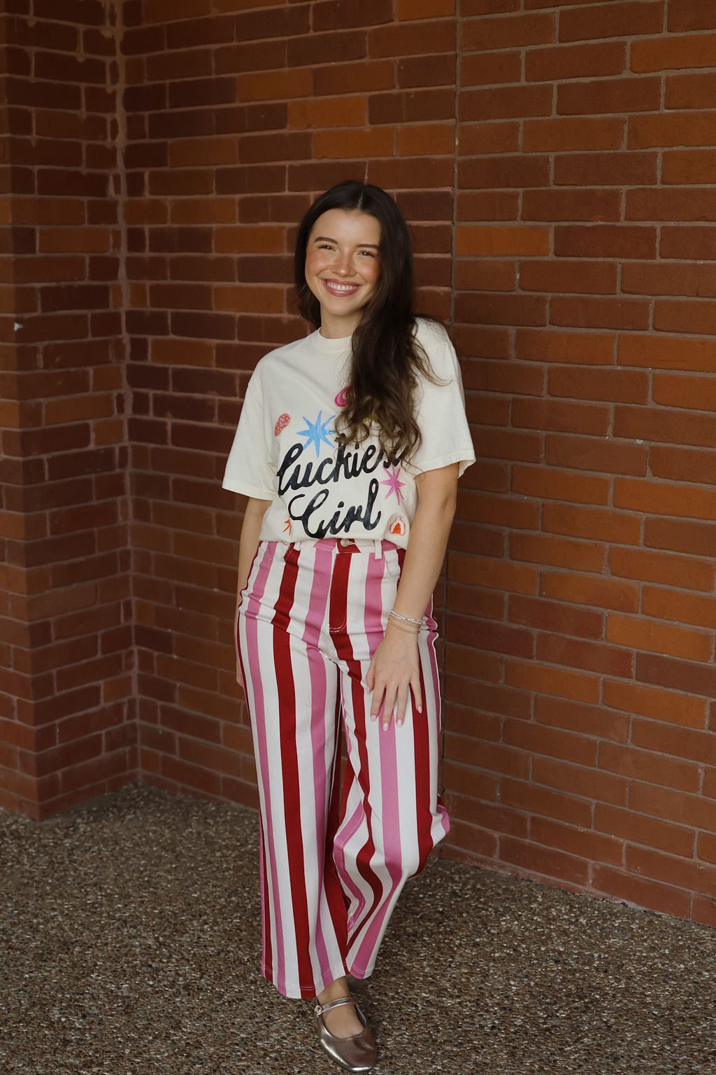 Stripe Straight Leg Pant - Pink Combo