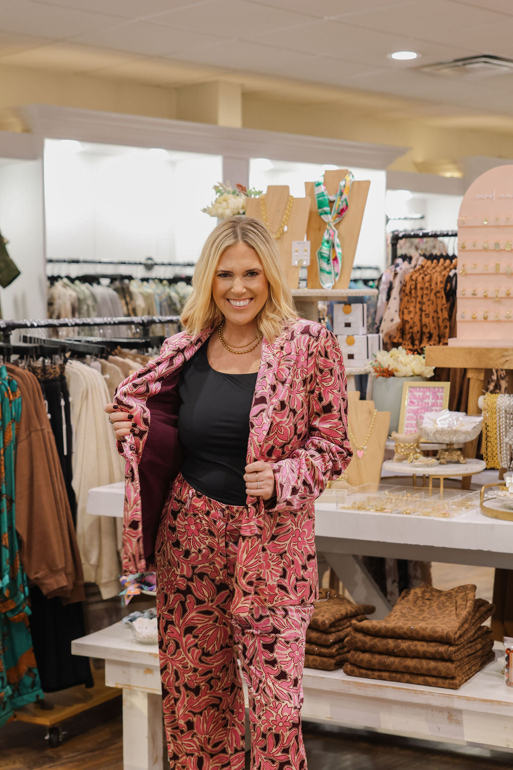 Floral Funk Velvet Blazer - Pink/Burgundy