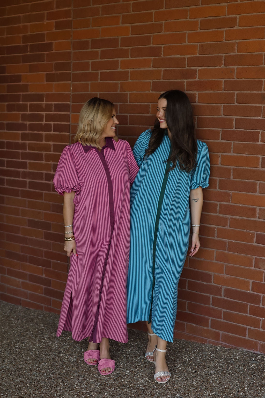 Candy Stripe Maxi Dress - Wine/Peach