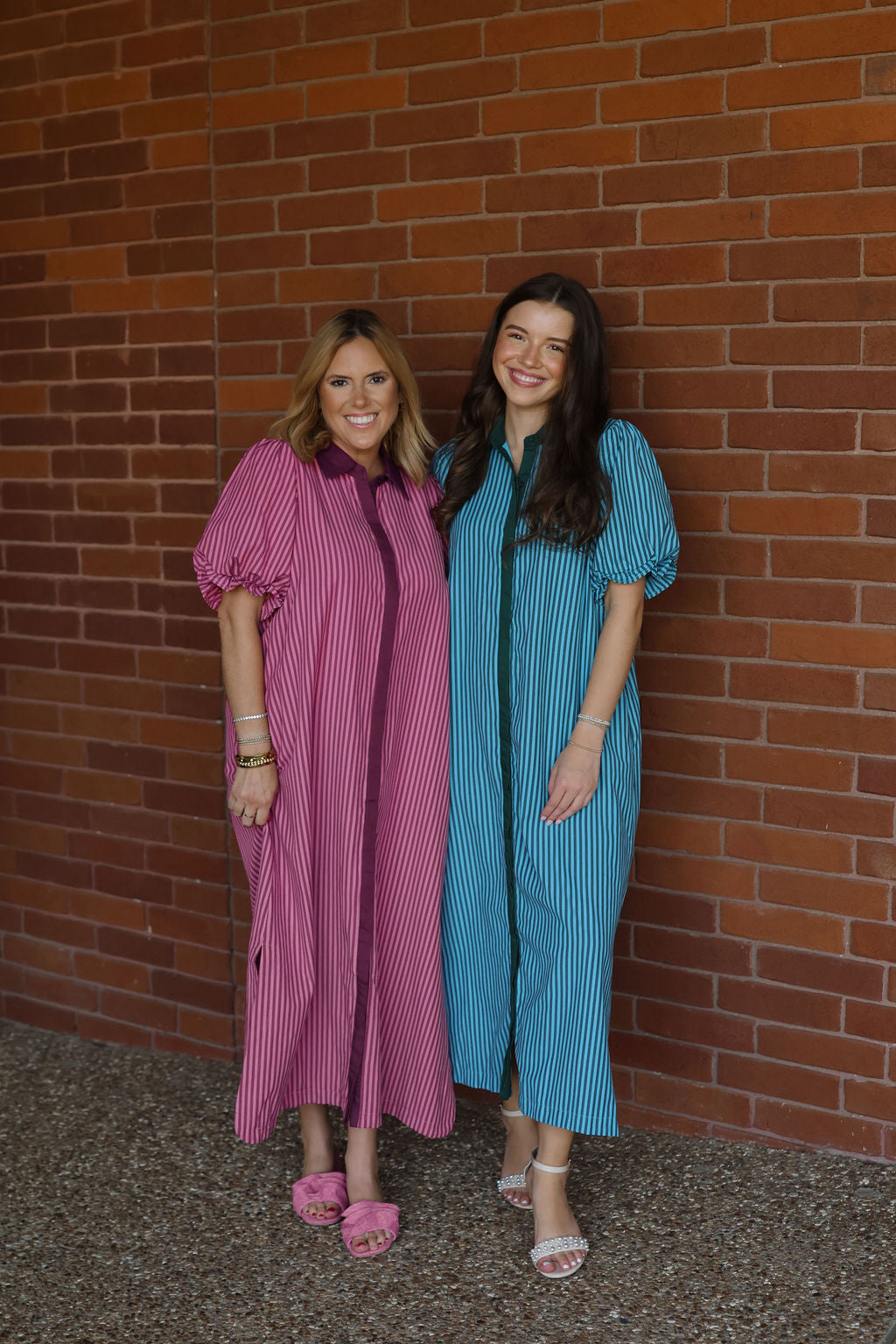 Candy Stripe Maxi Dress - Hunter Green/Blue