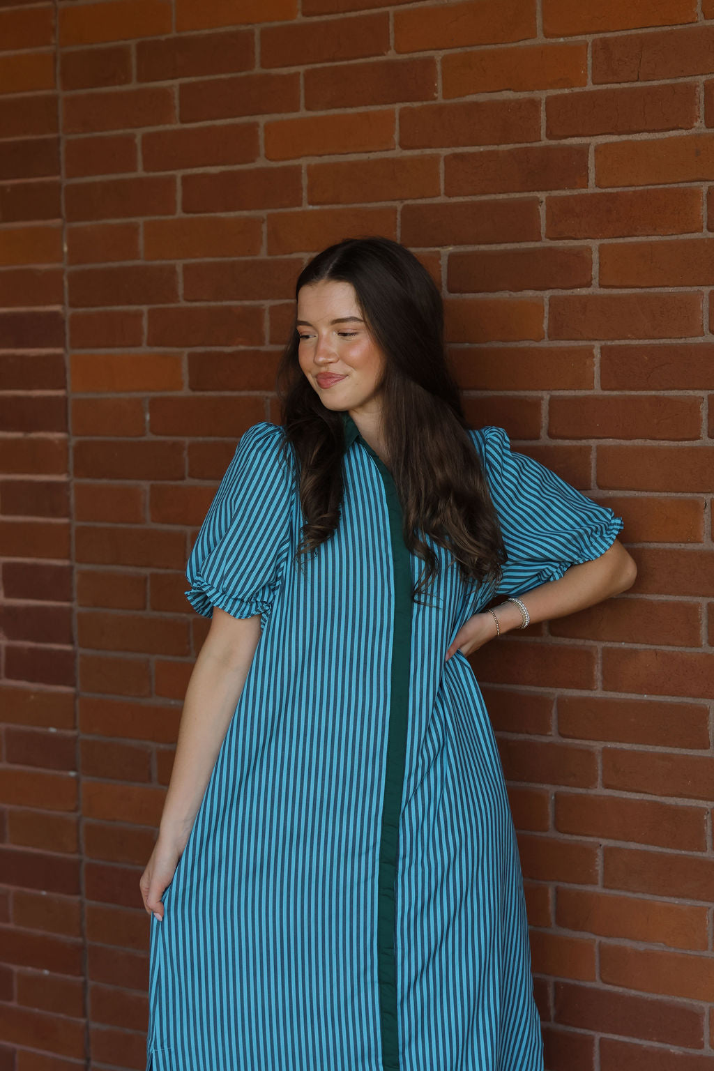Candy Stripe Maxi Dress - Hunter Green/Blue