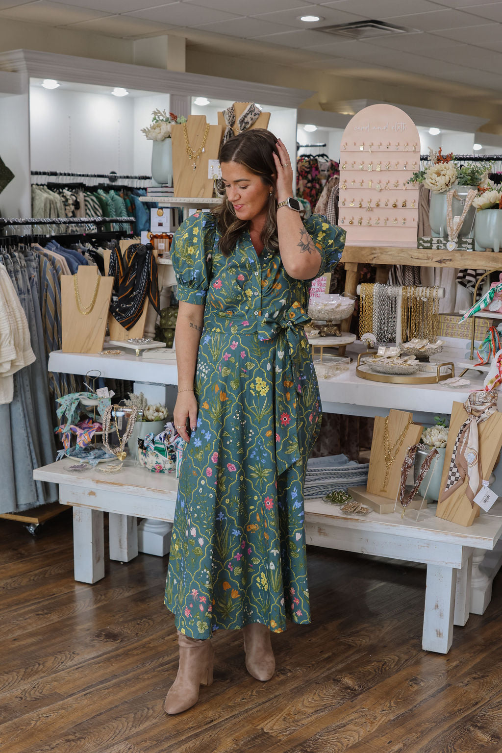Enid Floral Maxi Dress - Hunter Green