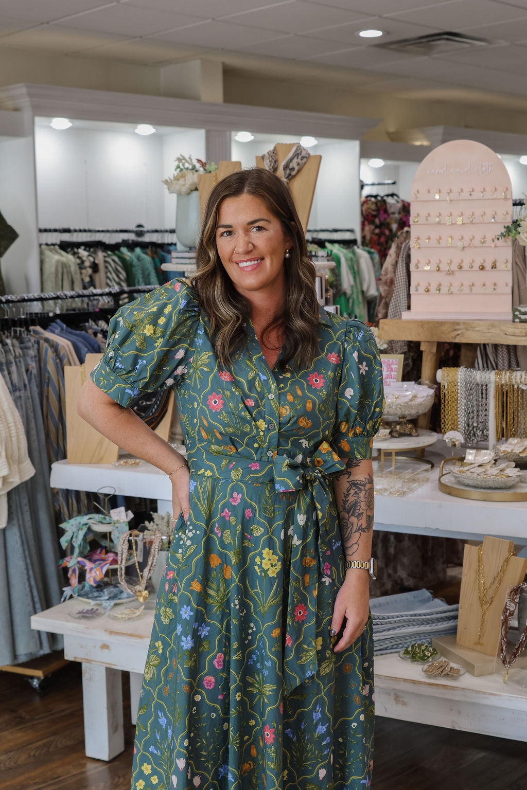 Enid Floral Maxi Dress - Hunter Green