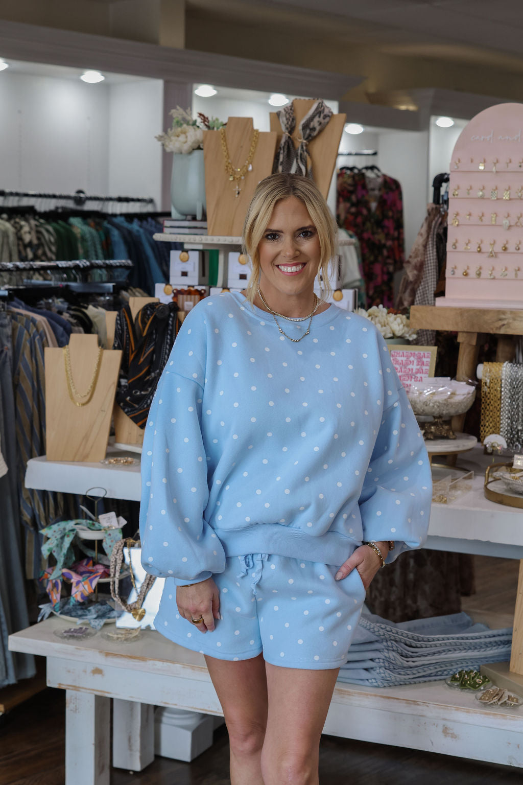 Sky Blue Polka Dot Set - SOLD AS SET