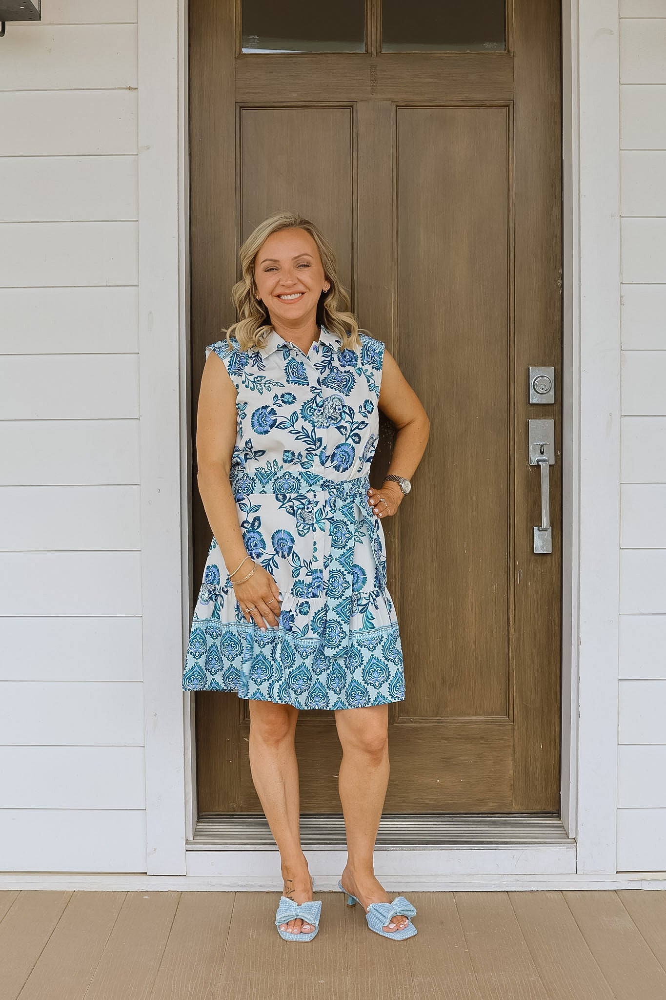 Indigo Trellis Contrast Print Shirt Dress