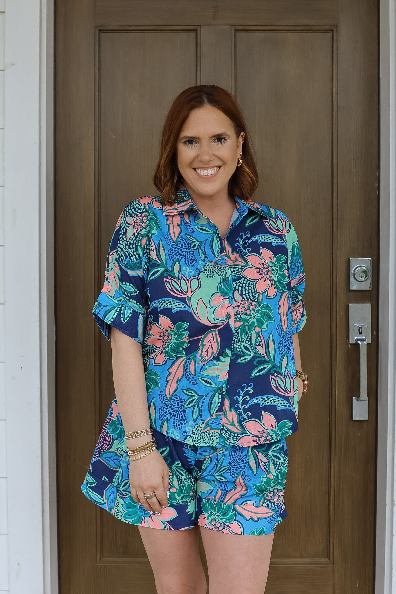 Vivid Vines Batwing Short Sleeve Blouse