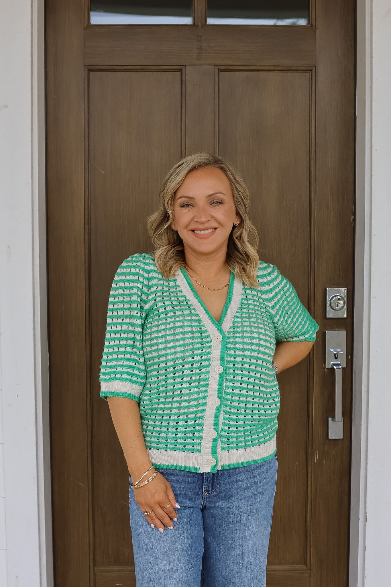 IhArdina Sweater Cardigan - Birch/Green