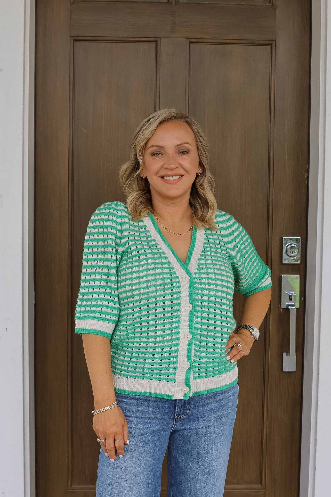 IhArdina Sweater Cardigan - Birch/Green