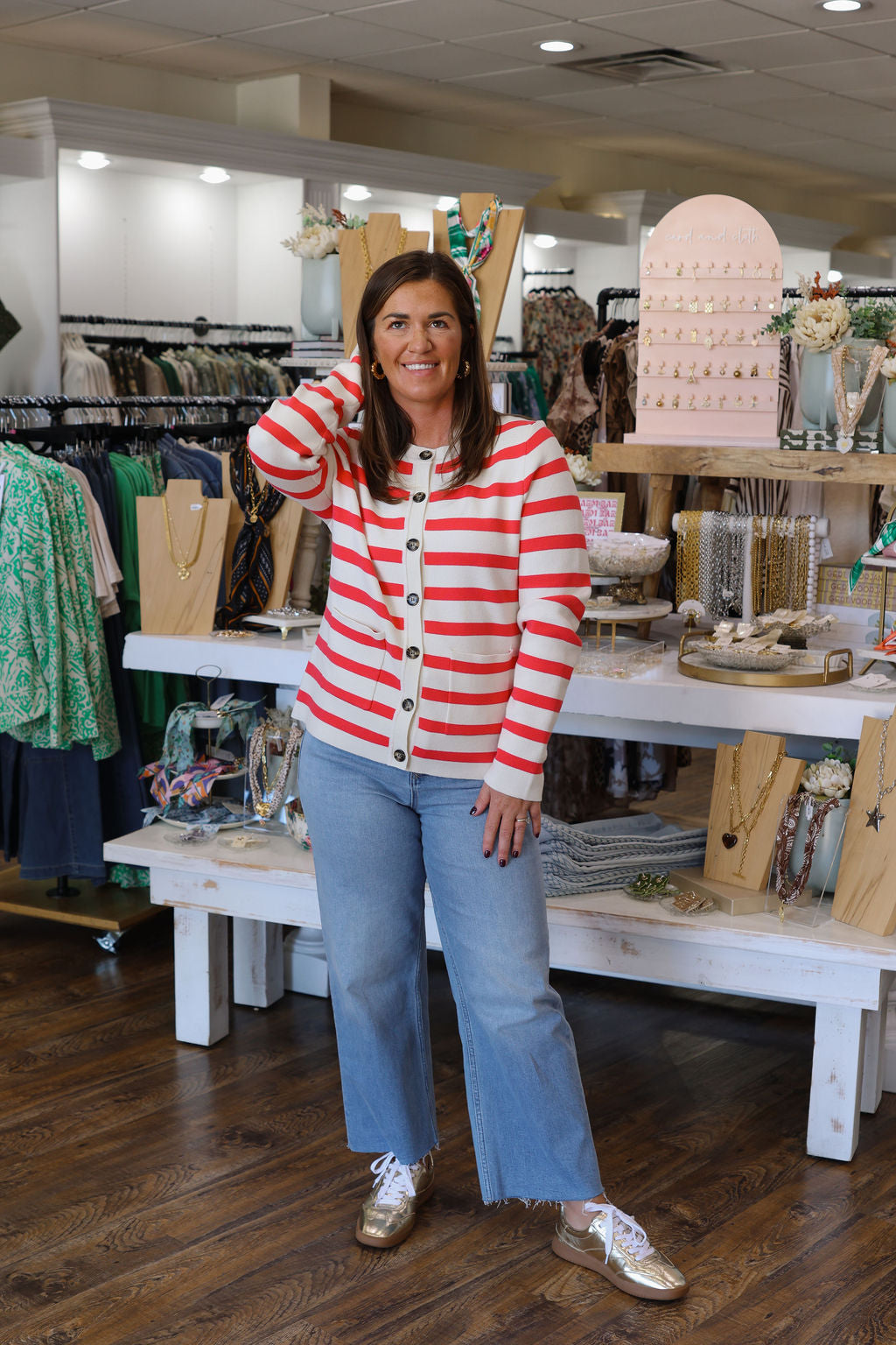 Ihboston Sweater Cardigan - Birch w. Teaberry