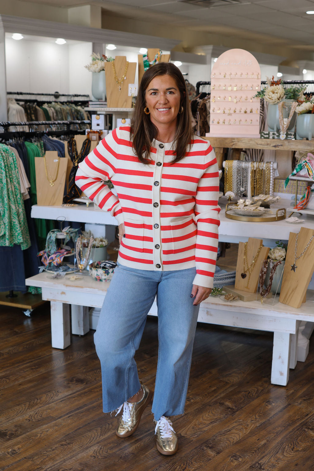 Ihboston Sweater Cardigan - Birch w. Teaberry