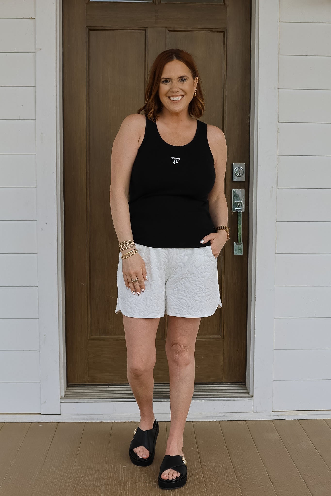 Stitched Bow Tank - Black