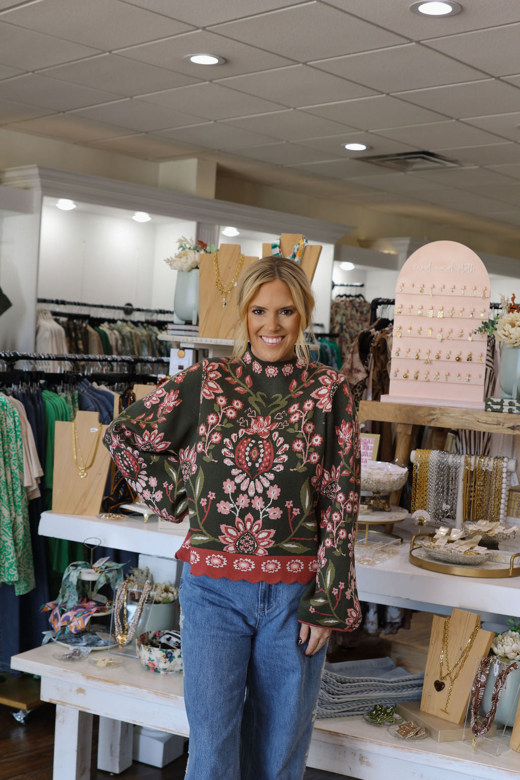 Greenlee Floral Scalloped Sweater