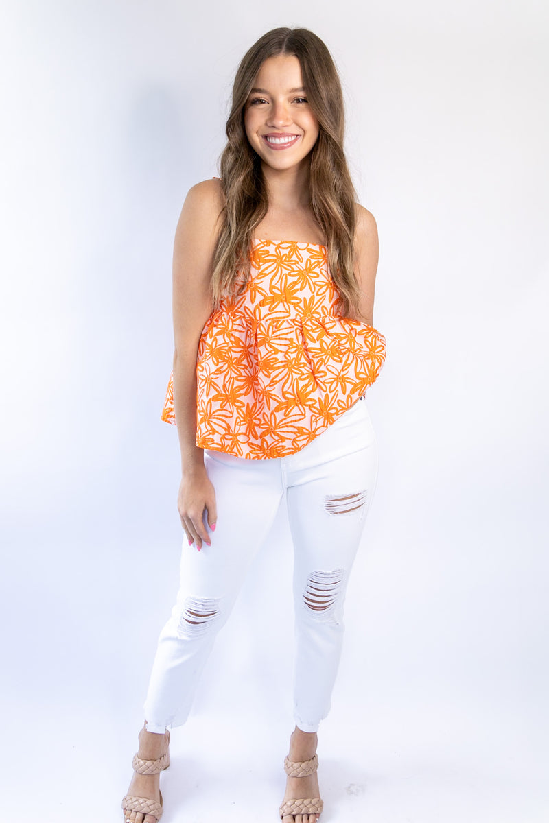 Floral Textured Peplum Tank