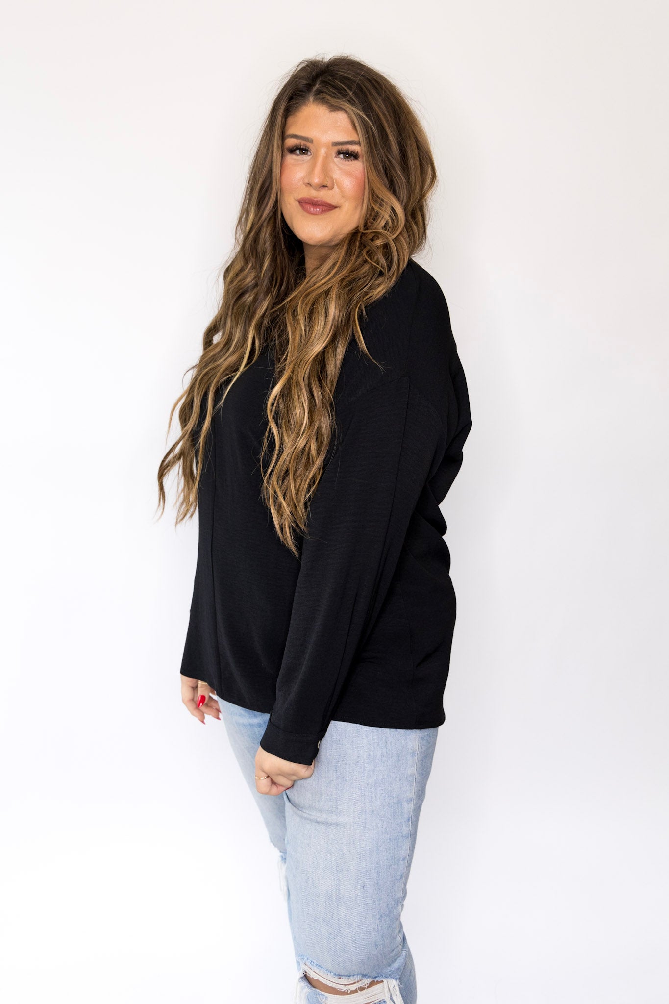 Curvy Not So Basic Blouse- Black