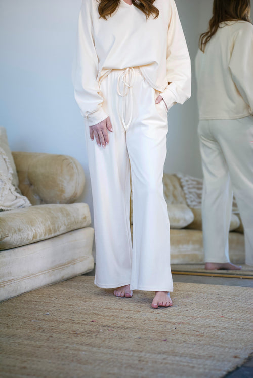 Lounge In Style Wide Leg Pants - Cream