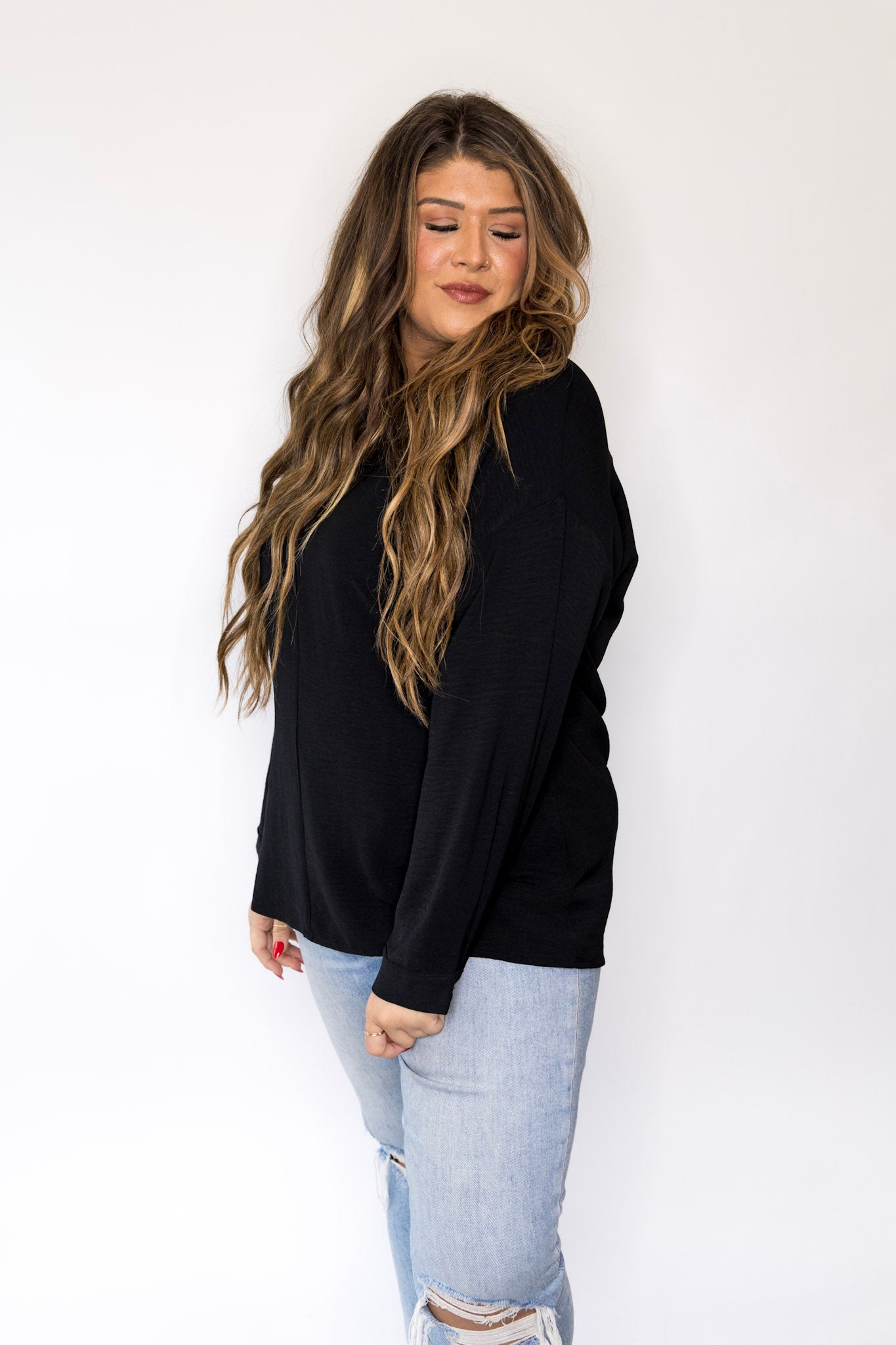 Curvy Not So Basic Blouse- Black