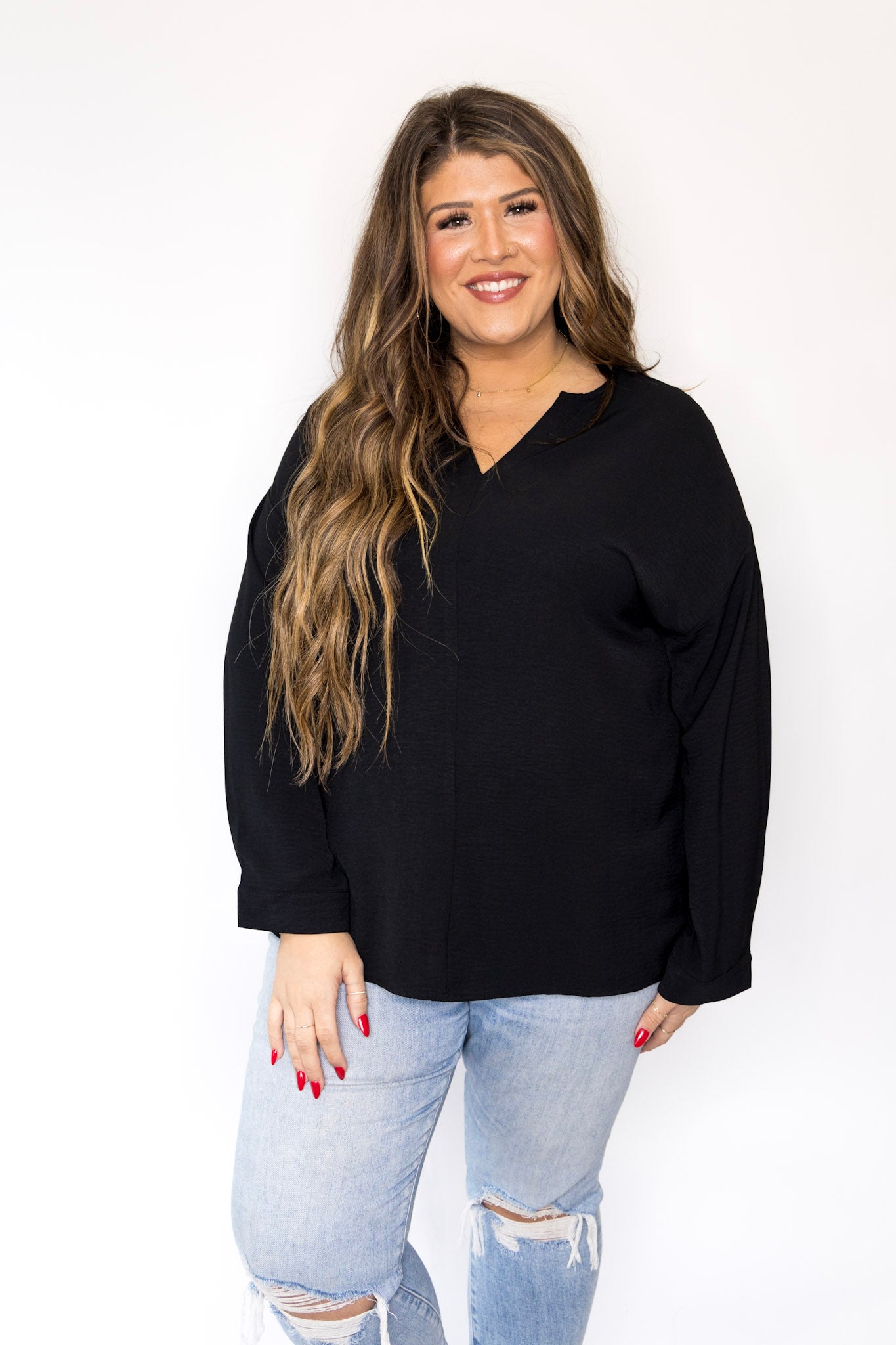 Curvy Not So Basic Blouse- Black