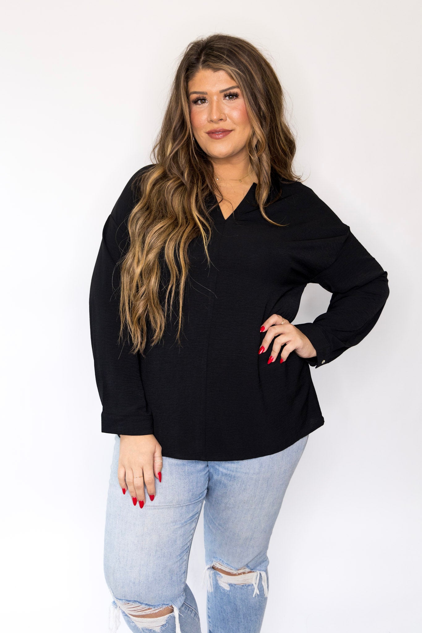 Curvy Not So Basic Blouse- Black