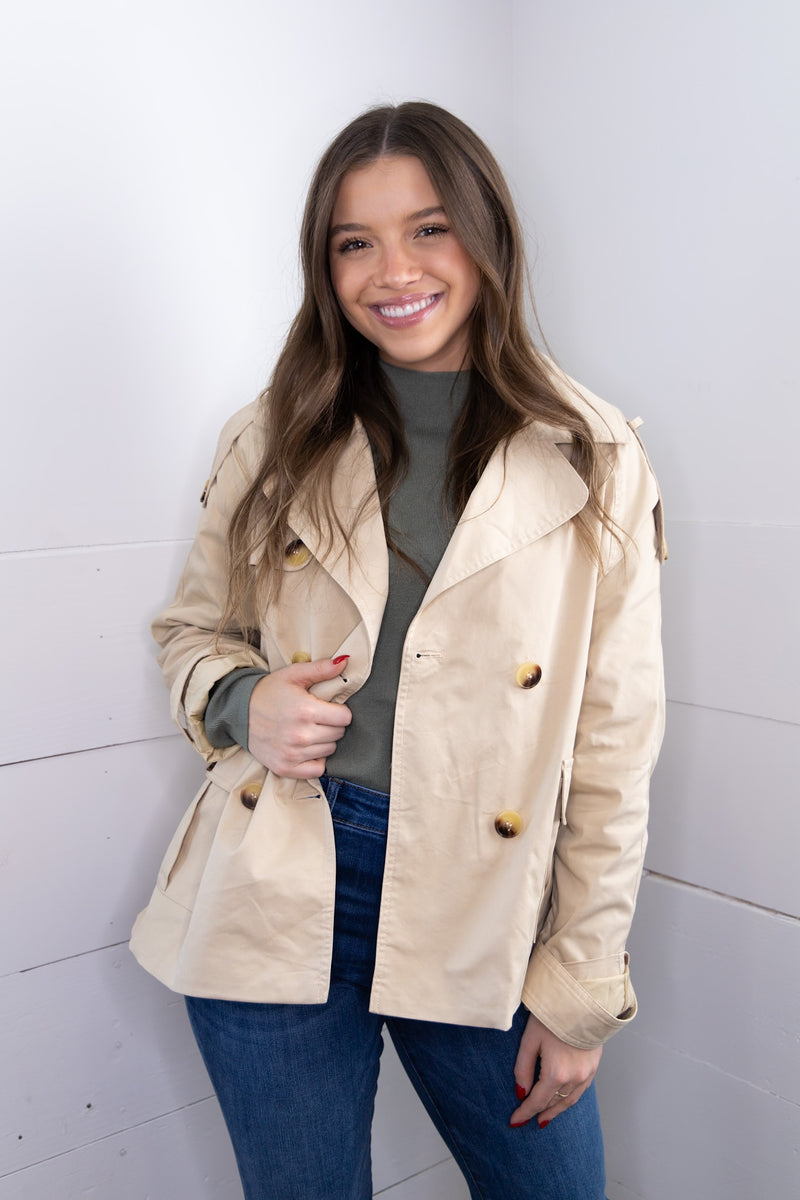 Vega Boxy Trench Jacket - Khaki