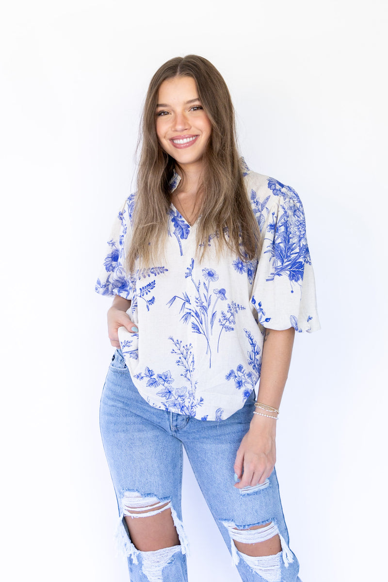 Elaine Puff Sleeve Floral Top