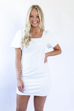 Paige Puff Sleeve Dress - White