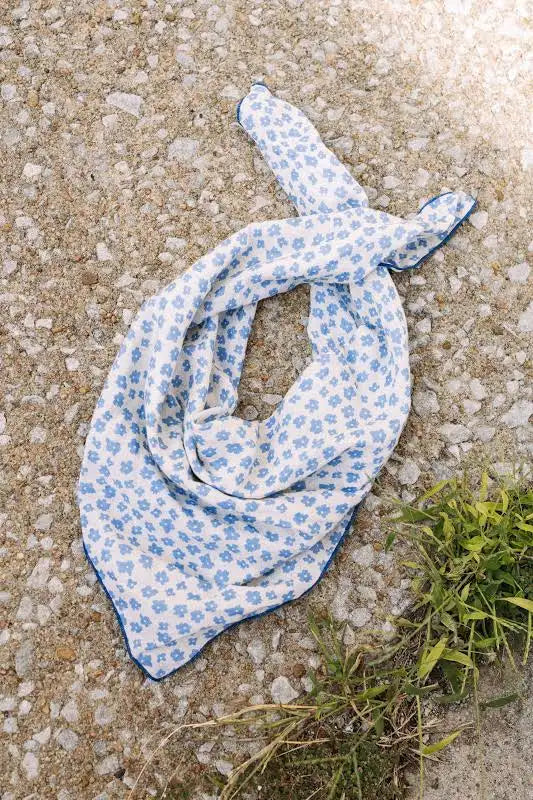 Flower Child Bandana Scarf - Blue