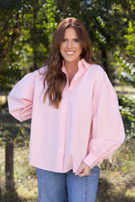 Pinky Oversized Button Front Top