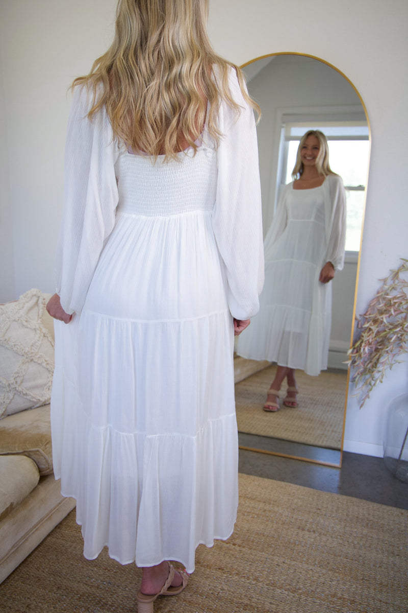 Mia Tiered Maxi Dress - White