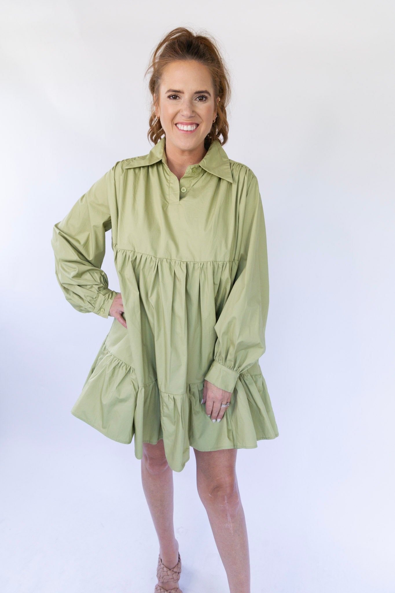 Poppy Poplin Dress - Olive