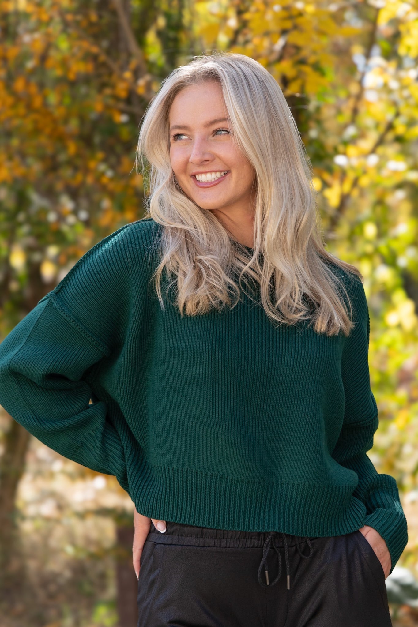 Cal Cropped Sweater - Dark Green