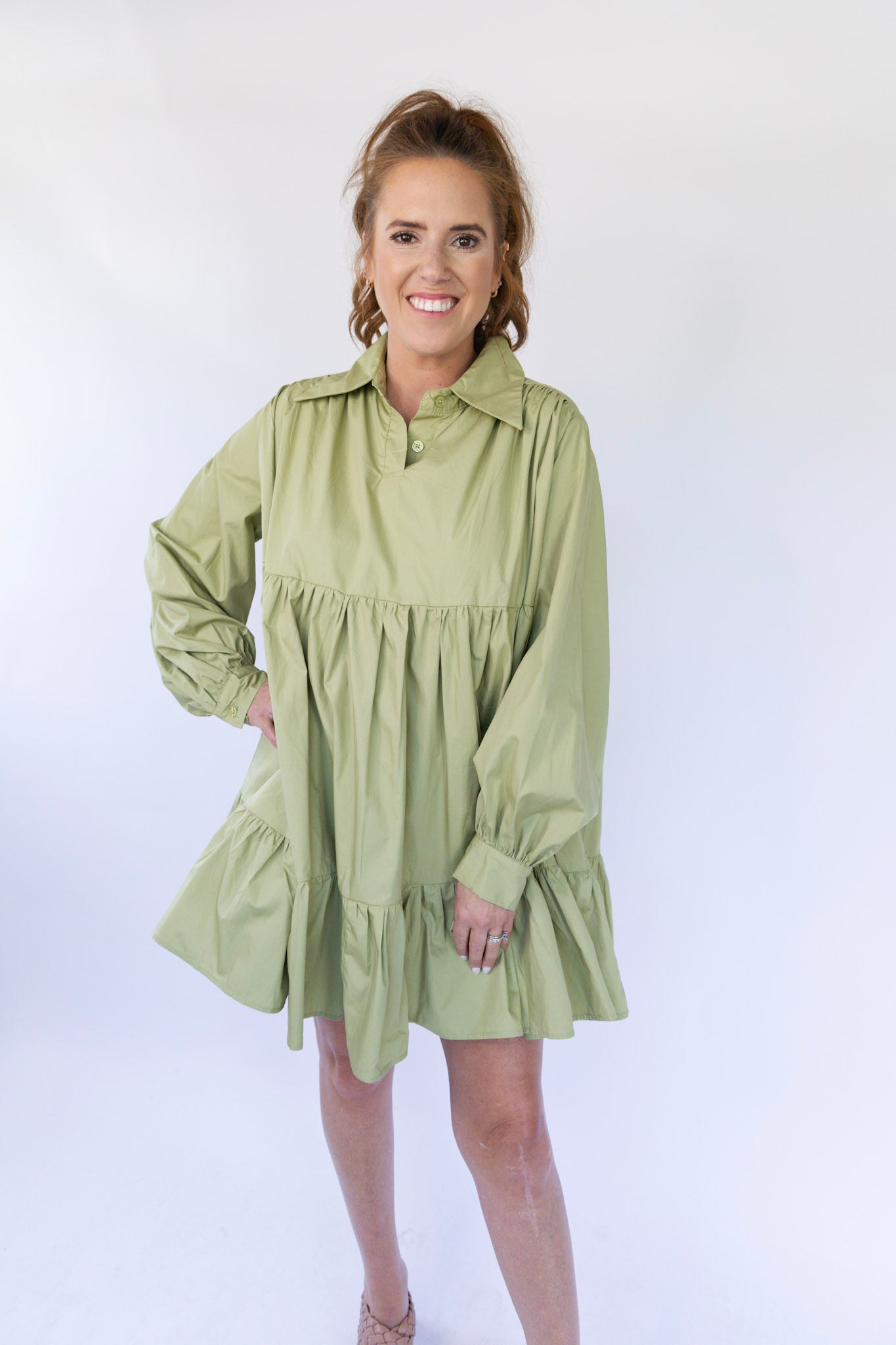 Poppy Poplin Dress - Olive