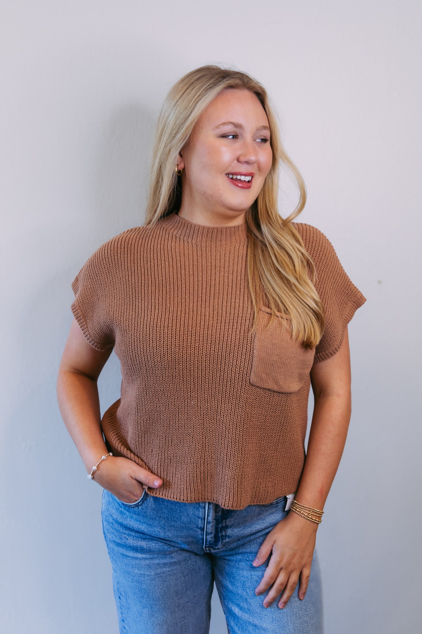 Missy Cap Sleeve Sweater - Mauve