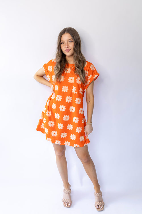 Floral Towel Dress - Orange