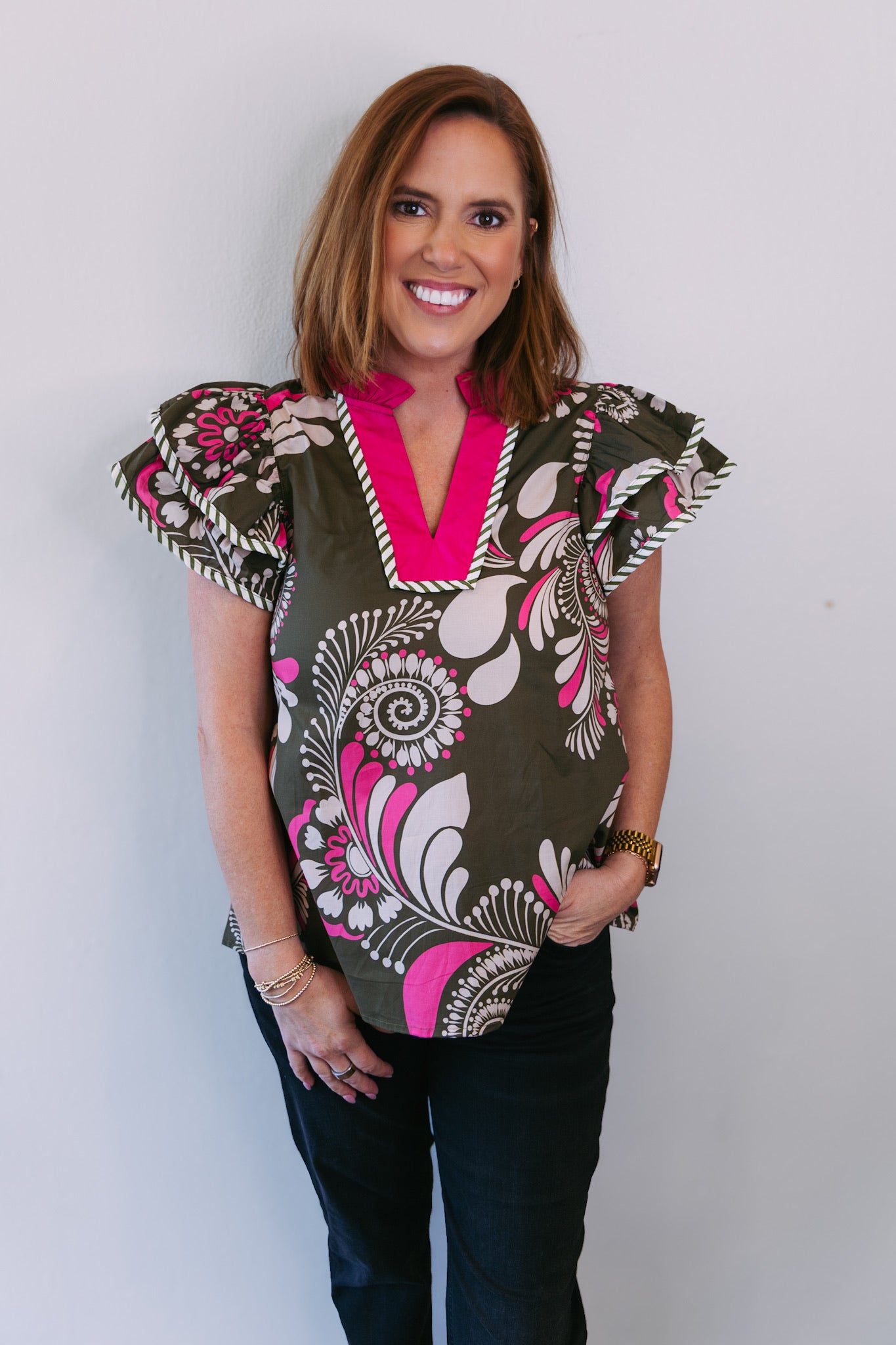 Papaya Floral Top - Pink/Green