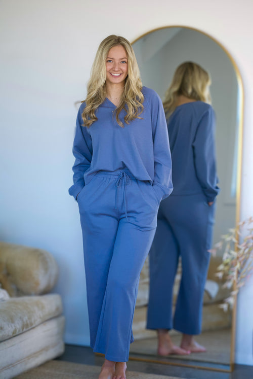 Lounge In Style Wide Leg Pants - Navy