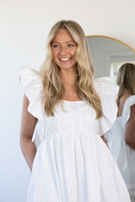 Winnie Ruffle Sleeve Dress- White