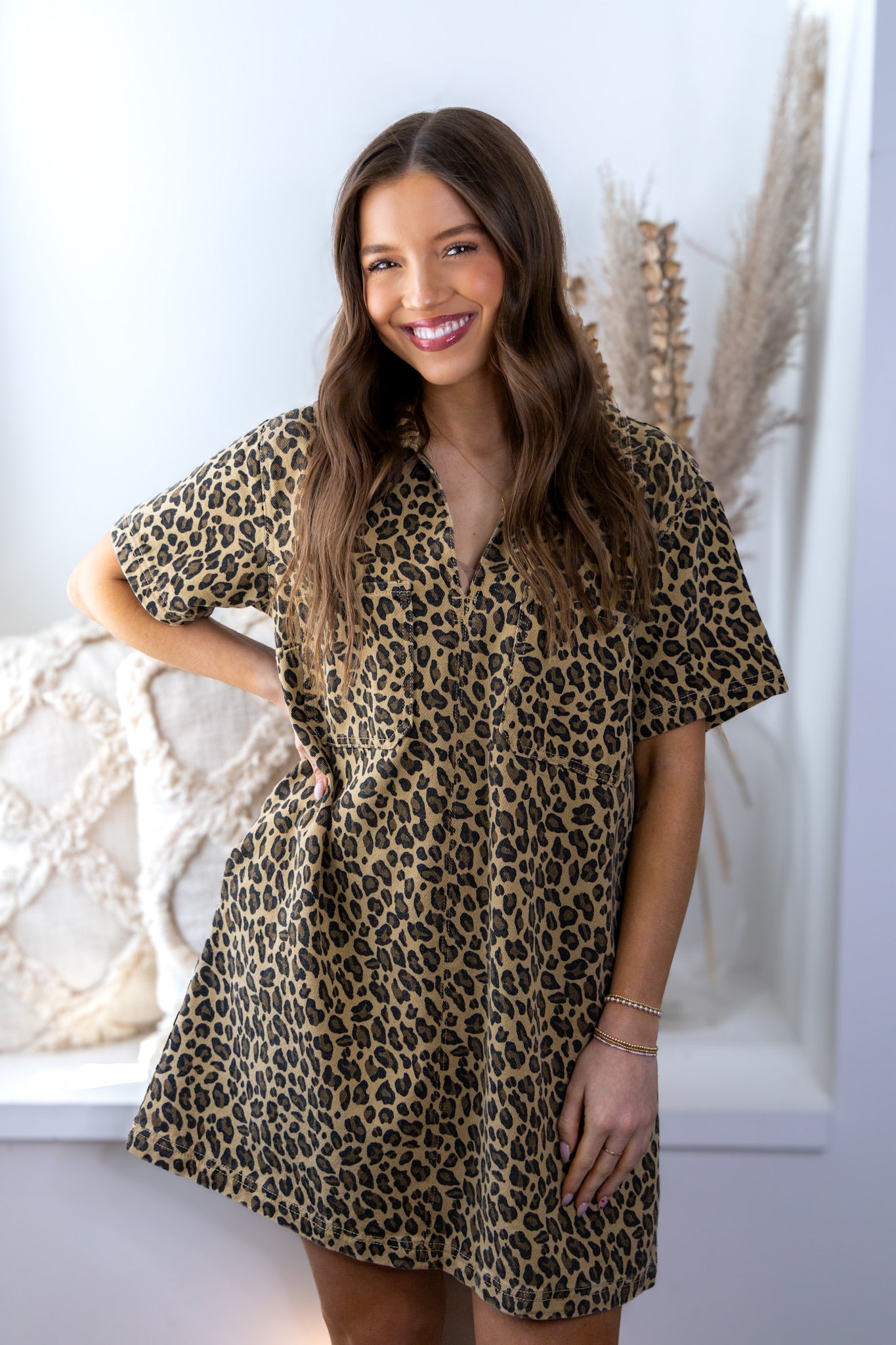 Lara Leopard Denim Dress