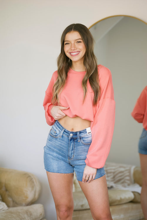 Pike Crop Pullover - Guava