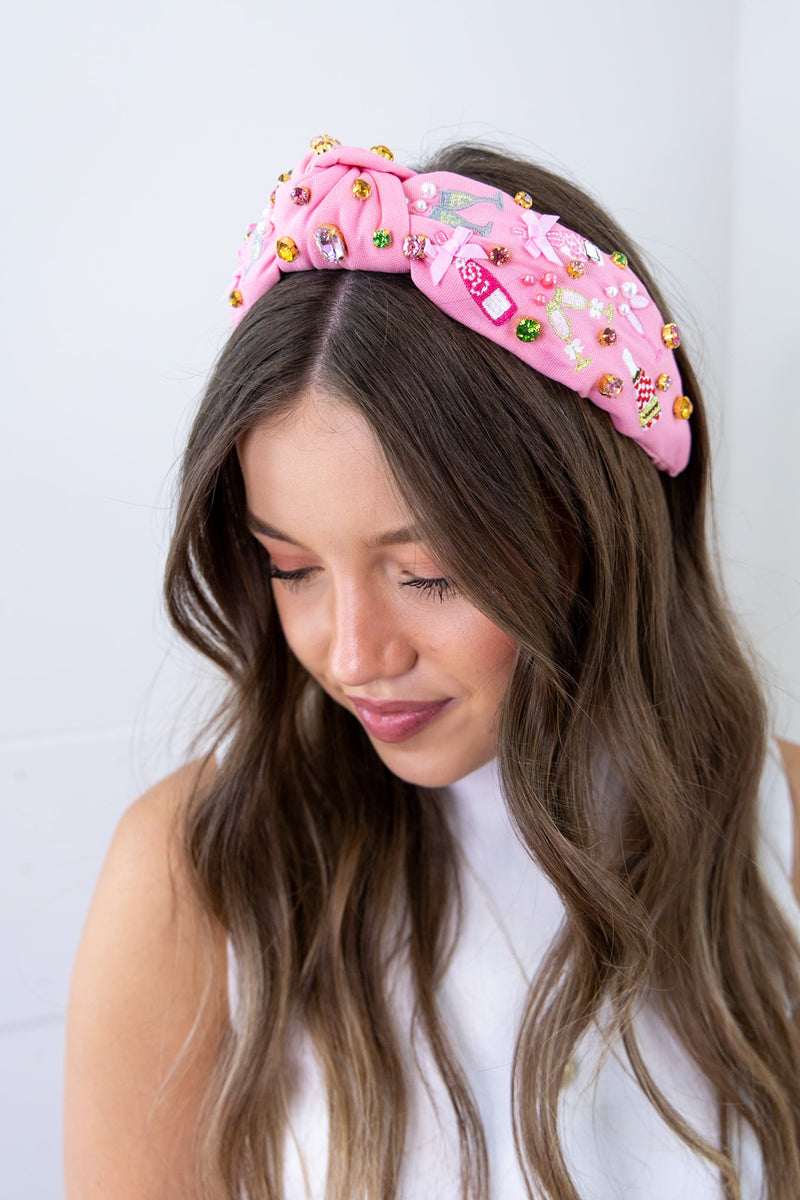 Brianna Cannon: Pink Embroidered Champagne Party Headband