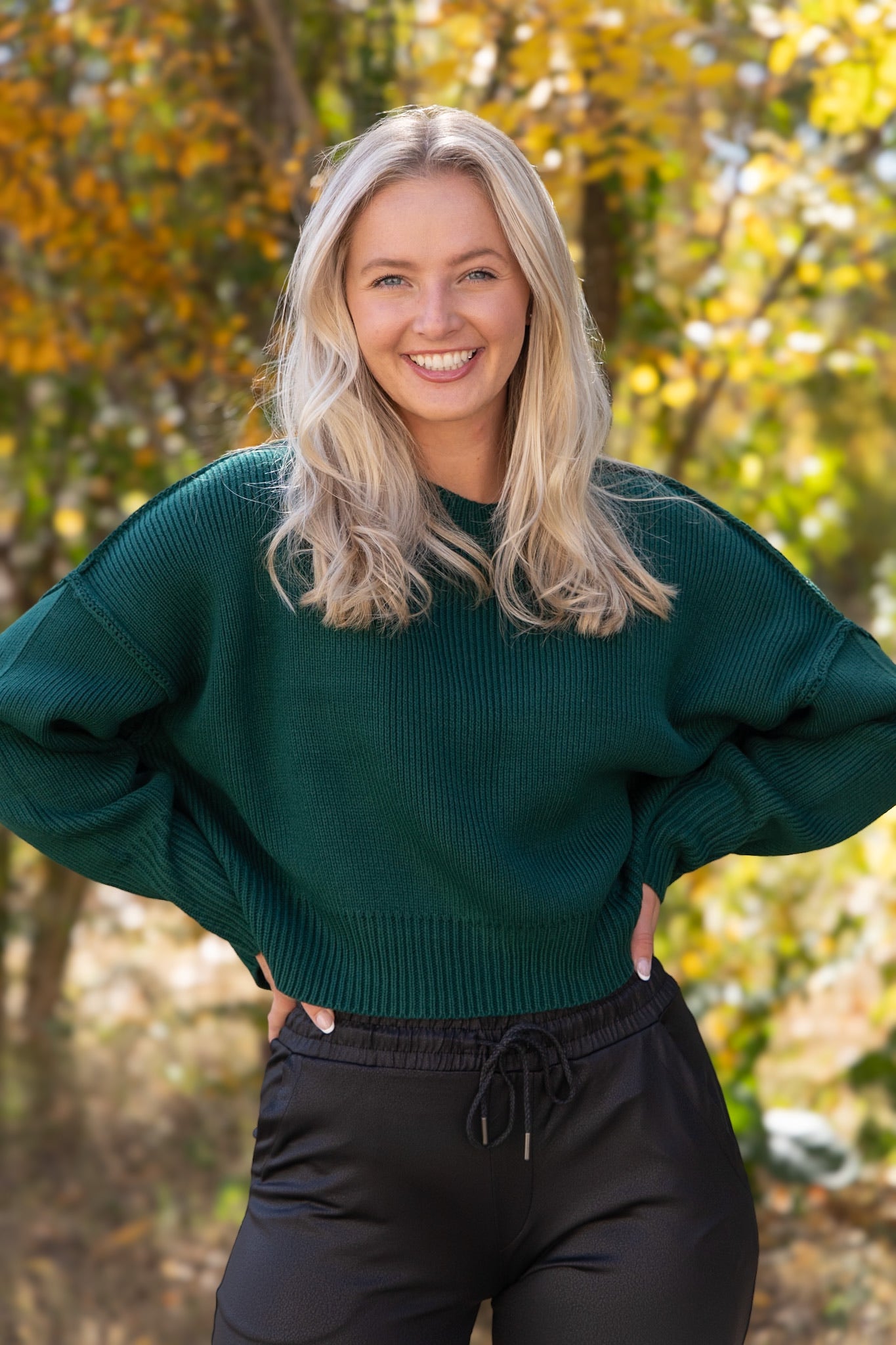 Cal Cropped Sweater - Dark Green