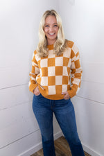 Pumpkin Spice Checkered Sweater