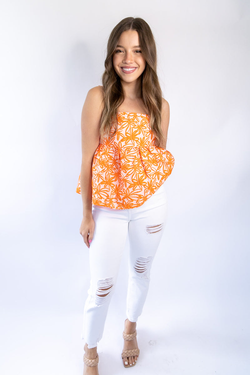 Floral Textured Peplum Tank