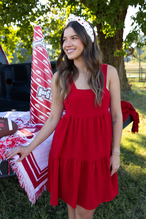 Millie Tiered Dress - Red