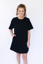 Curvy Fall Knit T-Shirt Dress - Black