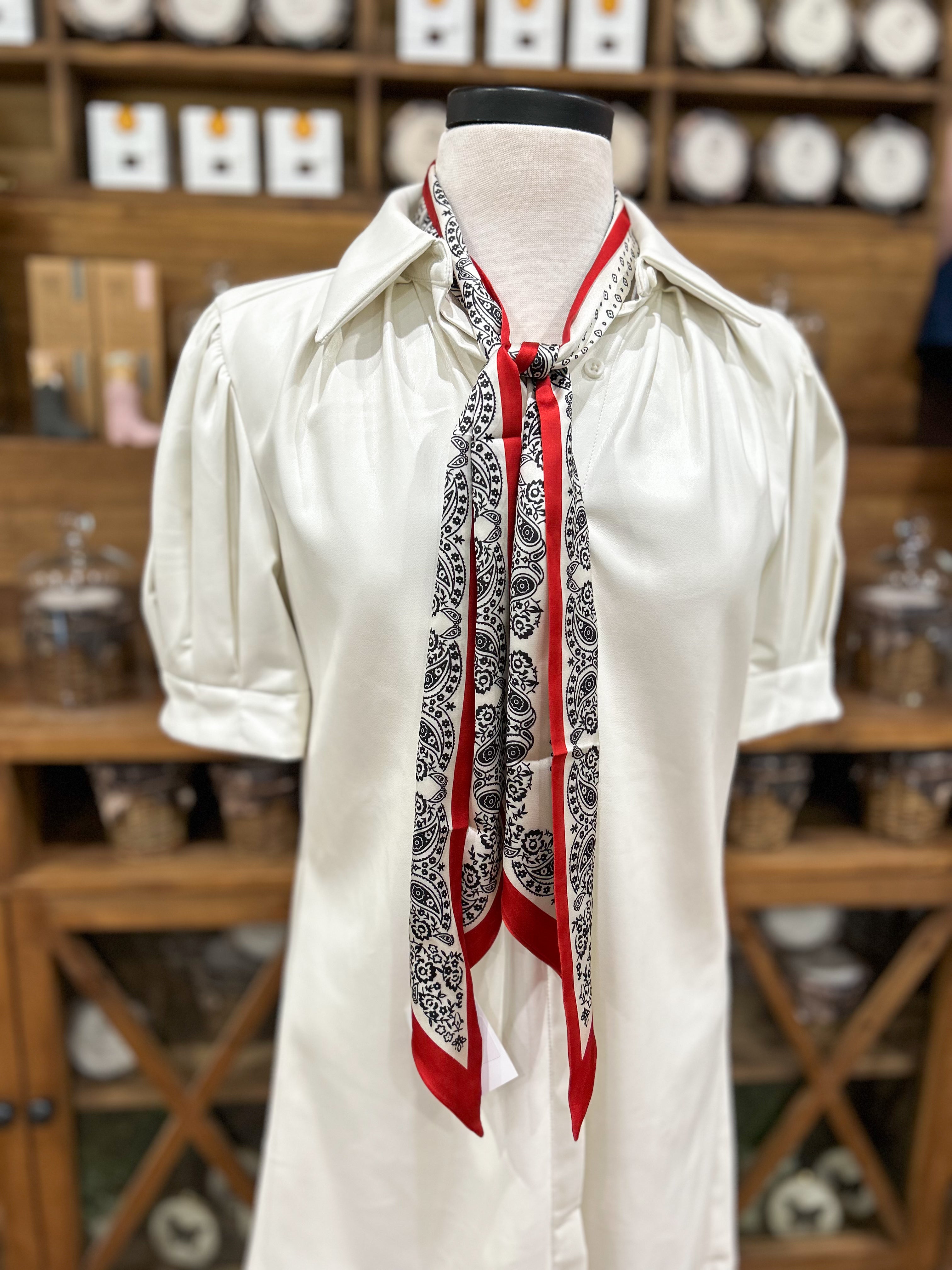 Paisley Game Day Satin Scarf - Red
