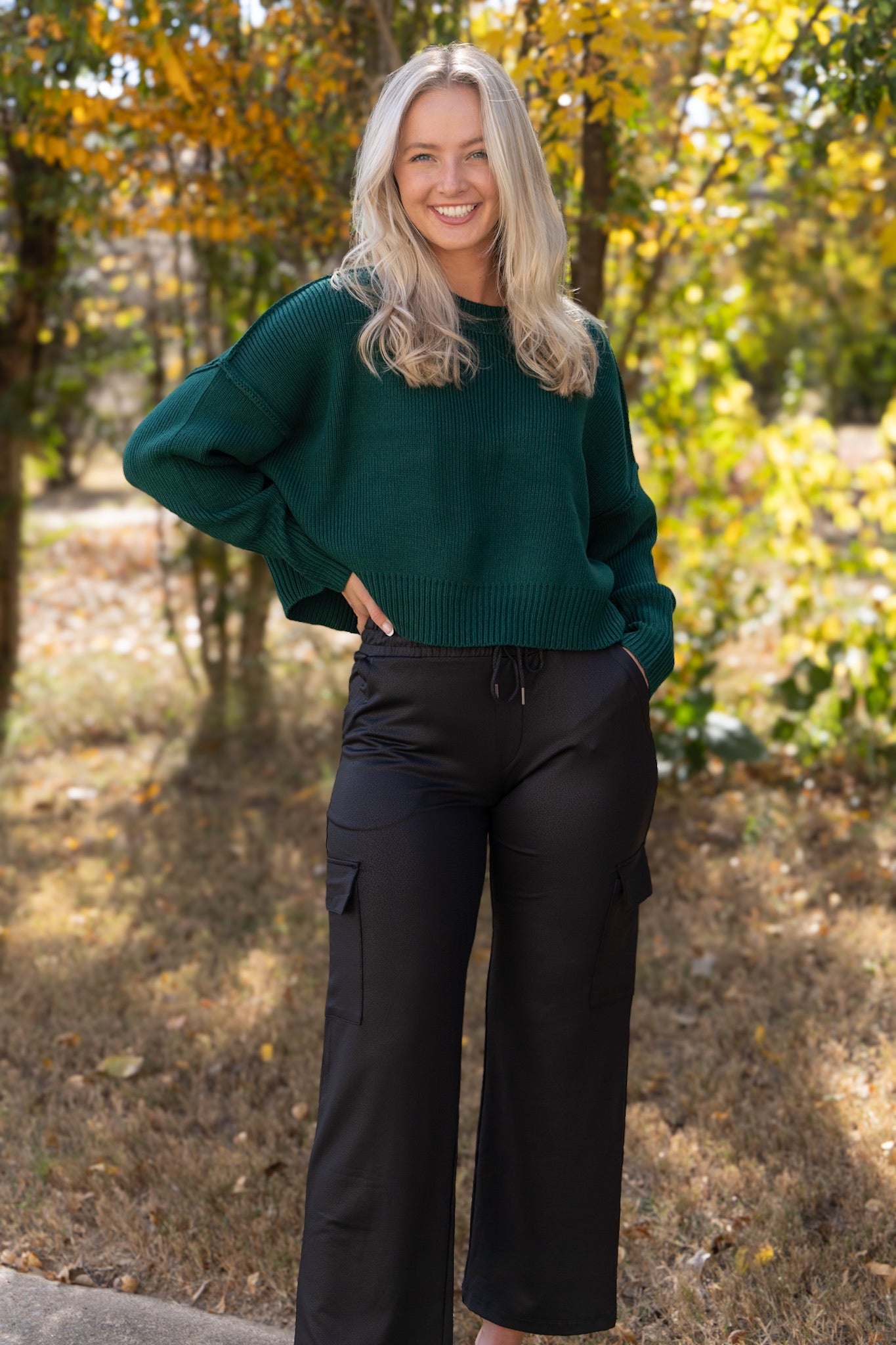 Cal Cropped Sweater - Dark Green