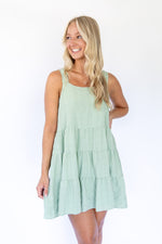 Vianne Tiered Dress- Sage