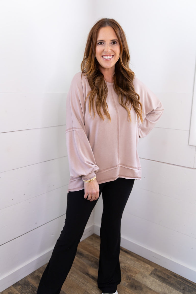 Oversized Comfy Top- Mauve